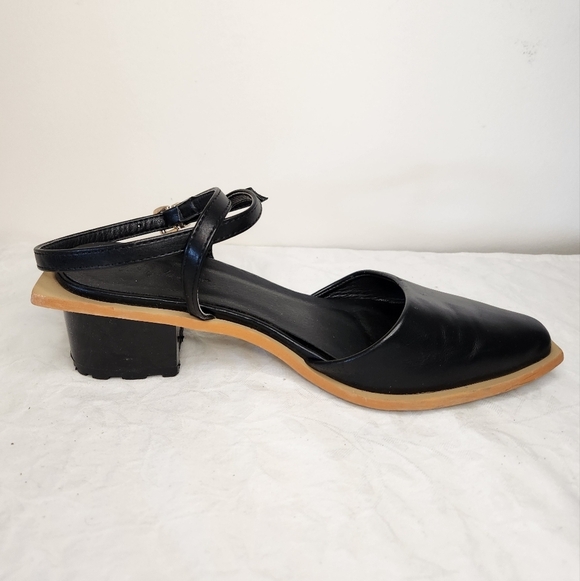 Black Leather Slingback Mules - Picture 5 of 16